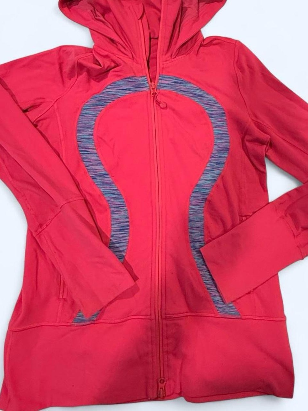 lululemon athletica Pink Hooded Zip Utility Jacket with Heathered Grey Accents